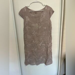 Lina Tomei Dress Womens Large Purple Linen Side Panels Pockets Made Italy